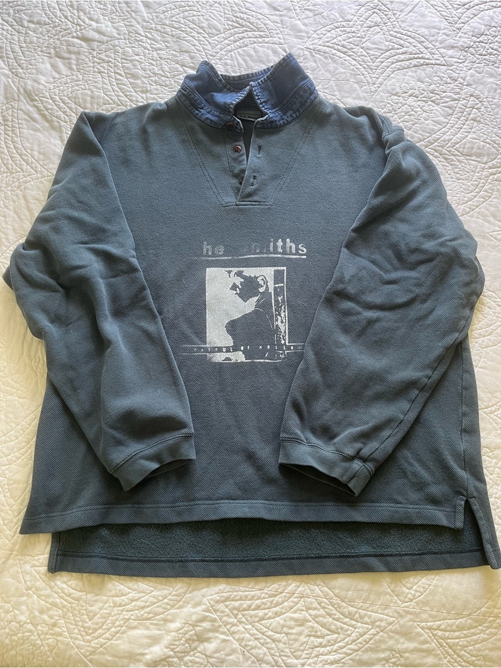 The Smith’s “Hatful of Hello” Retro LL Bean Pullover. Green/Blue. Men’s XL